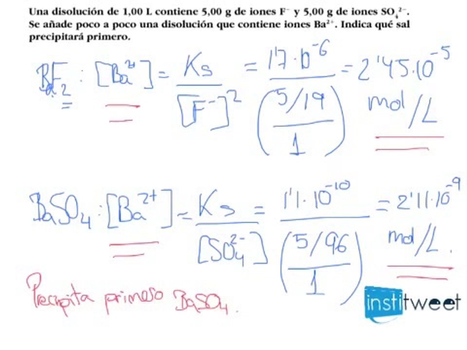 Justificar precipitación de una sal