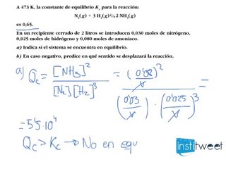 Determinación de equilibrio y sentido de la reacción