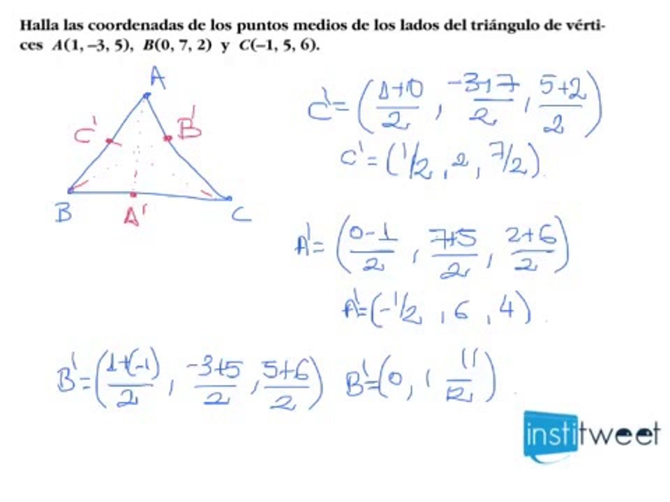 Dadas las coordenadas de un triangulo hallar los puntos medios de sus  vertices - Vídeo Dailymotion