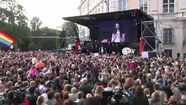 Conchita Wurst, Eurovision winner, in Austria concert