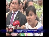 Lima: Fiorella Nolasco utilizó chaleco antibalas en marcha hacia el Poder Judicial
