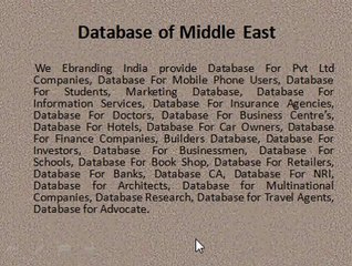 Database of Middle east
