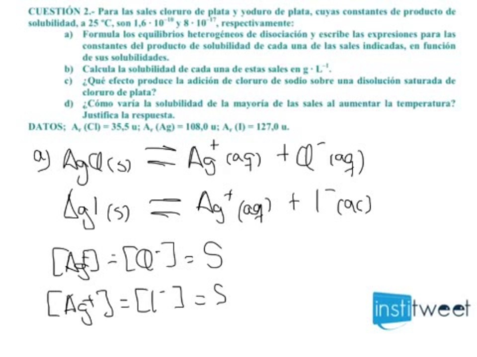 Selectividad Madrid Química 2012 Calcular la solubilidad - Vídeo Dailymotion