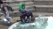 Dumb students pushing photographer in the water! Drowned...