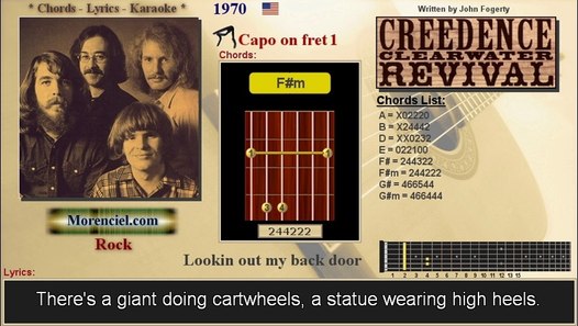 Ccr Lookin Out My Back Door Karaoke No Vocal Video Dailymotion