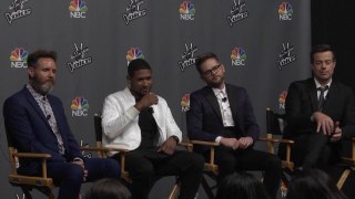 Usher, Josh, Mark Burnett, and Carson Backstage at The Voice Finale