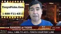 Detroit Tigers vs. Texas Rangers Pick Prediction MLB Odds Preview 5-22-2014