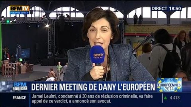 BFM Story: Européennes 2014: Meeting de fin de campagne d'EELV et hommages à Daniel Cohn-Bendit - 22/05