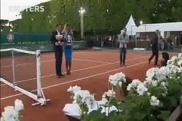 Rafael Nadal and Serena Williams at the photoshoot in front of the Eiffel Tower