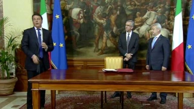 Roma - Firma dell'accordo Fincantieri-MSC Crociere (22.05.14)