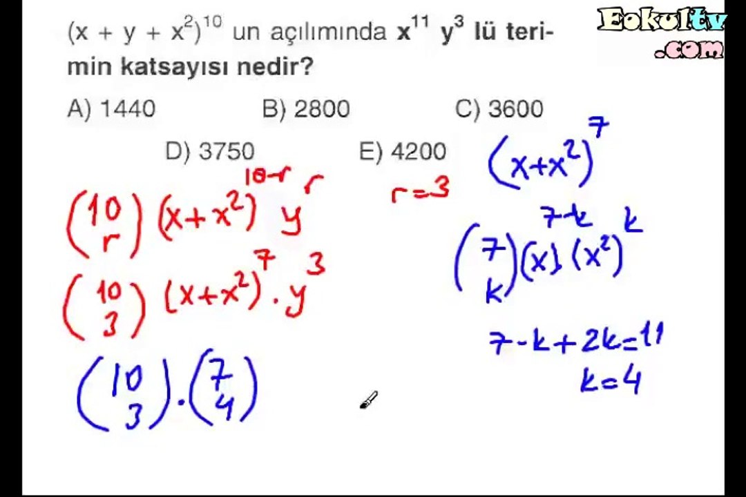 Binom açılımı soru çözümleri ders anlatımı 10. sınıf matematik ekol hoca