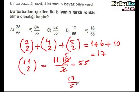 Olasılık soru çözümleri 11. sınıf matematik