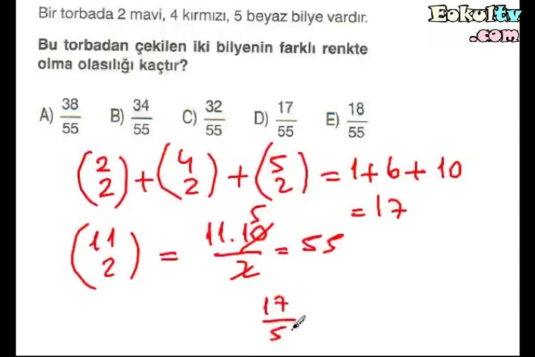 Olasılık soru çözümleri 11. sınıf matematik