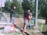 Russian Biker Attacks the Wrong Driver, Pays the Price