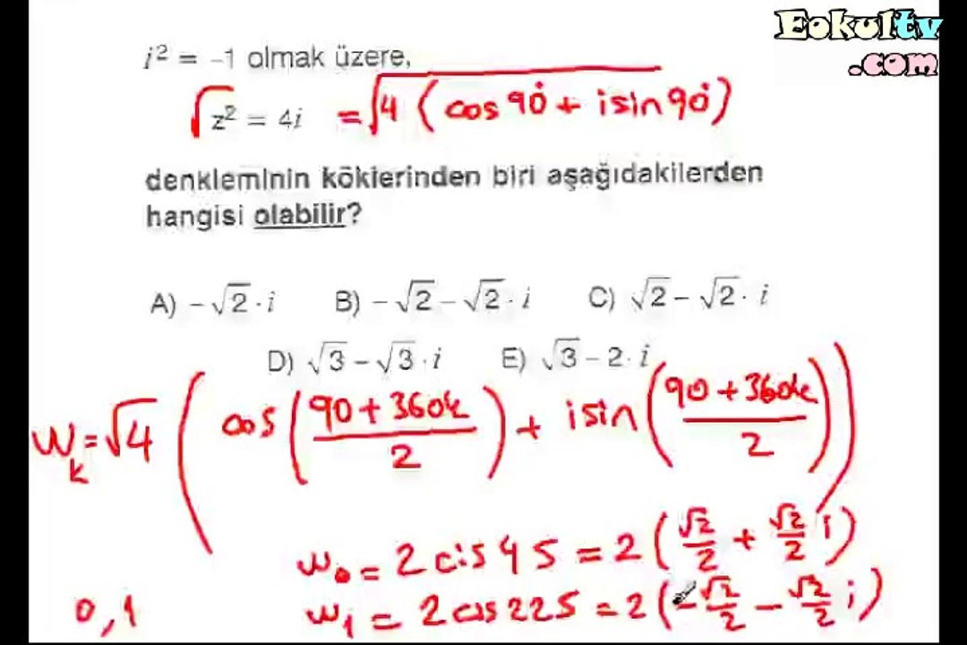 Karmaşık sayılar çözümlü sorular ders anlatımı videosu ekol hoca matematik 10. sınıf
