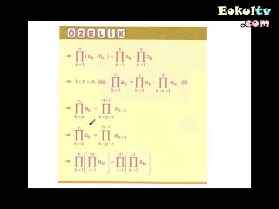 Toplam Ve Çarpım Sembolü Konu Anlatımı Videosu Ekol Hoca 11. Sınıf Matematik