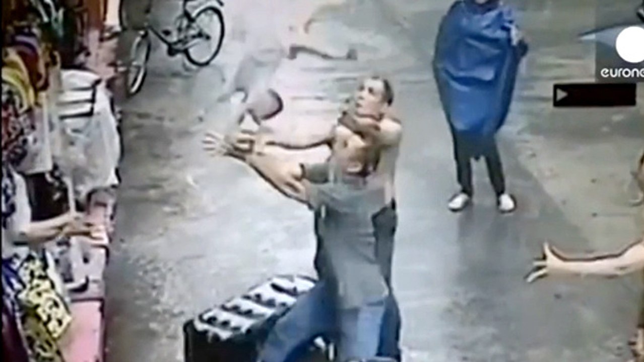 Hero Catches Falling Baby From Second Story Led...