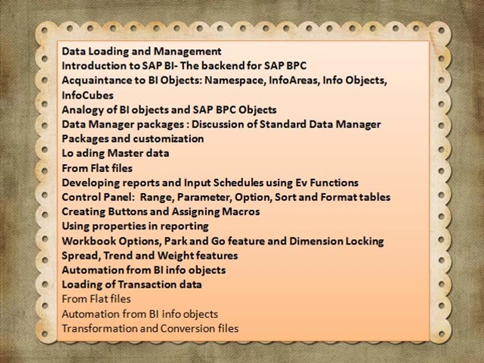 SAP BPC Online training from India - adithyaelearning