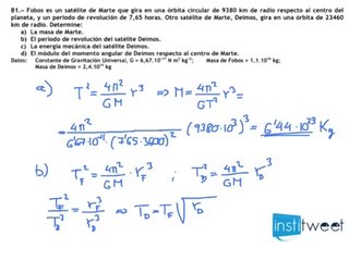 Madrid selectividad física 2007 Determinar la masa de Marte