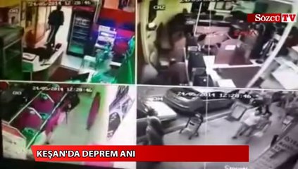 Keşan'da deprem güvenlik kamerasında