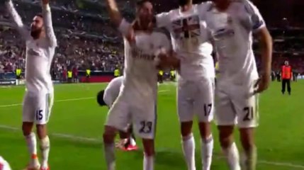 Real Madrid players celebrate winning Uefa Champions League Final 2014