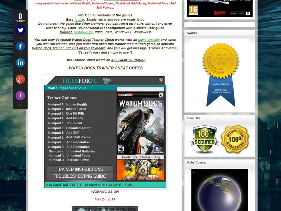 Watch Dogs Trainer v1.02 [ cheat hack download  ]