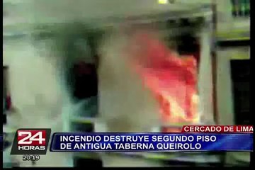 Cercado de Lima: incendio destruye segundo piso de antigua taberna Queirolo
