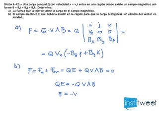 Fuerza ejercida sobre carga en movimiento en un campo magnético Selectividad