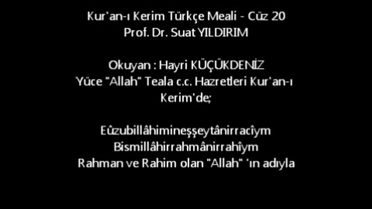 Kur'an-ı Kerim Türkçe Meali - Cüz 20