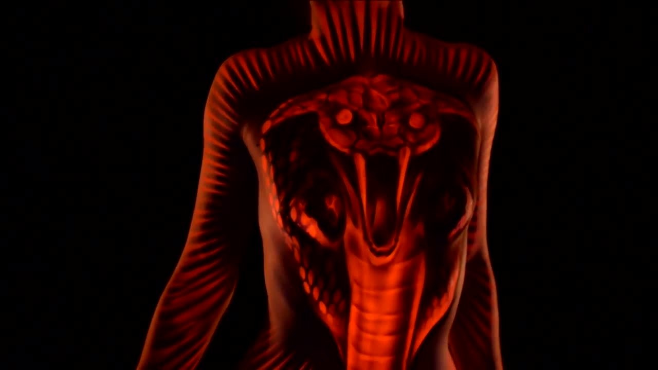 Black Light Cobra Body Painting