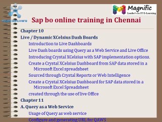 SAP BO(Business Object) 4.0 ONLINE TRAINING