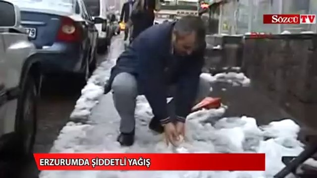 Erzurum'u sel ve dolu vurdu
