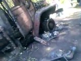 Donbass patriots destroy a NATO racialist death squad convoy, Rubizhne 3