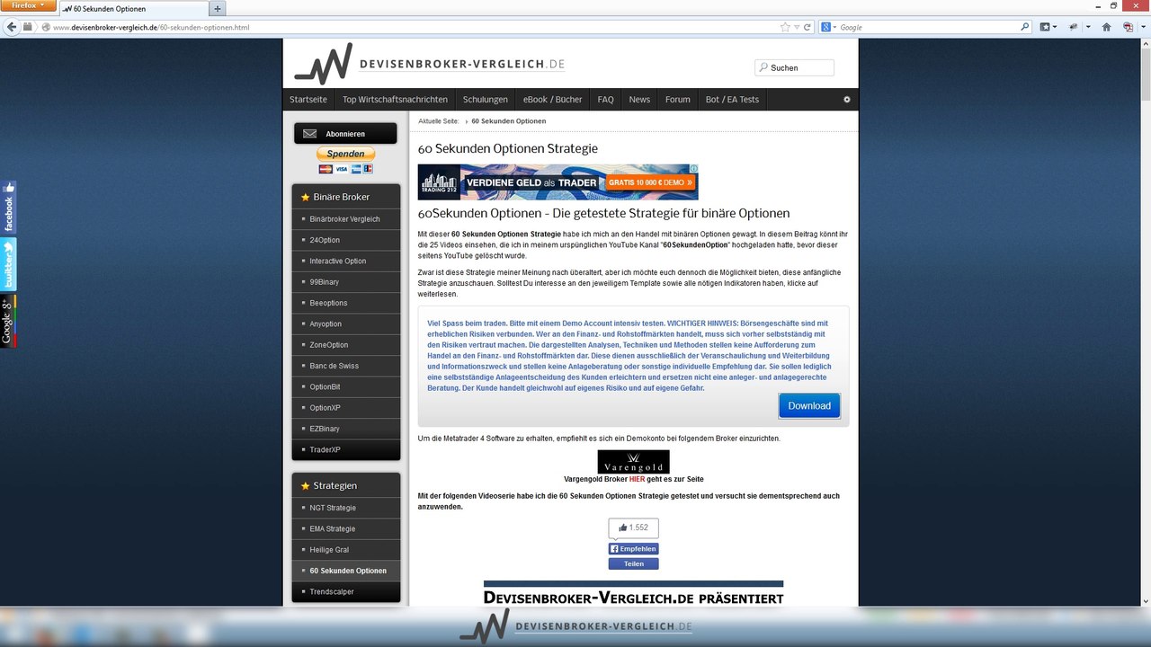 Folge 003 60 Sekunden Optionen Strategie - Die Installation