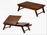 Wood Lap Desk, Flip Top with Drawer Foldable Legs