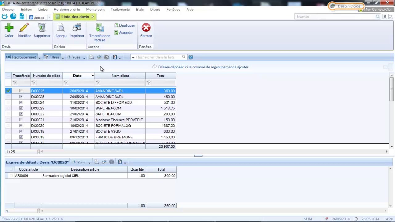 CIEL Auto-entrepreneur : Personnalisation devis et factures