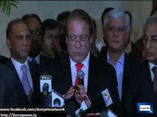 Dunya News-After talks with Modi, Nawaz Sharif address media