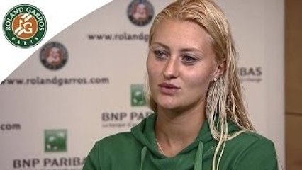 Mladenovic's reaction after her 1st-Round win 2014 French Open