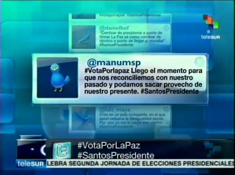 De cara a 2ª vuelta hace Santos más tangible su discurso por la paz