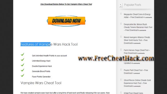Vampire Wars Cheats Unlimited Health Xp Hack Tool 2014 Updated