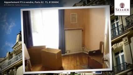 Appartement F5 à vendre, Paris 02  75, 819000€