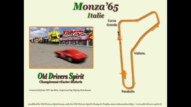 Tour de piste à Monza en JaguarType E sur Rfactor