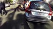 So violent Road rage : crazy Driver pulls gun in front of French police