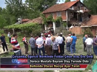 Yoldan Çıkan Araç Eve Uçtu,Sürücü Sıkışarak Can Verdi