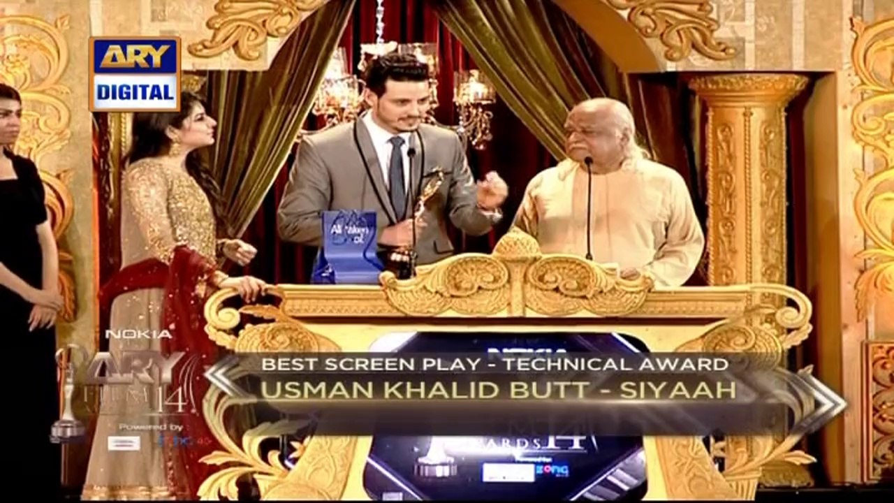 Osman Khalid Butt's acceptance and acknowledgement speech for Best Screenplay at the ARY Film Awards 2014