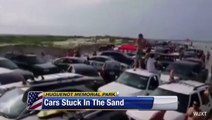 High Tide Causes Major Problems for Cars Parked on Beach Sands