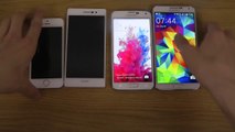 Huawei Ascend P7 vs. Apple iPhone 5S vs. Samsung Galaxy S5 vs. Note 3 - Size Comparison