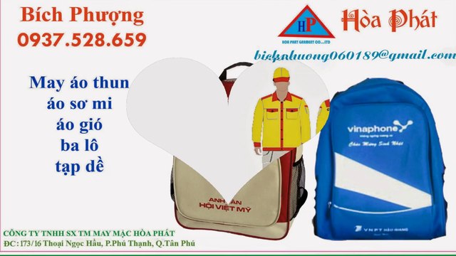 Công ty chuyên may áo gió, áo thun, áo sơ mi, ba lô, tạp dề 0937 528 659