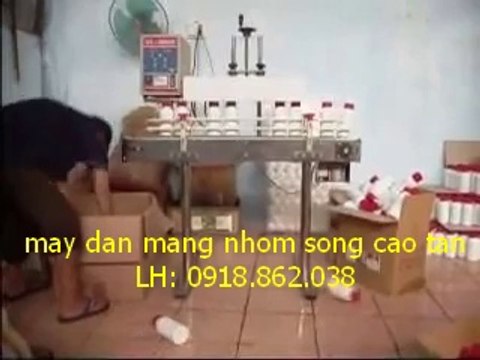 máy dán màng nhôm liên tục, máy dán màng nhôm chai thuốc liên tục