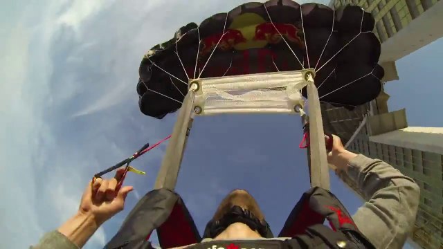 Amazing Base Jump tricks in Benidorm! Jump from building!
